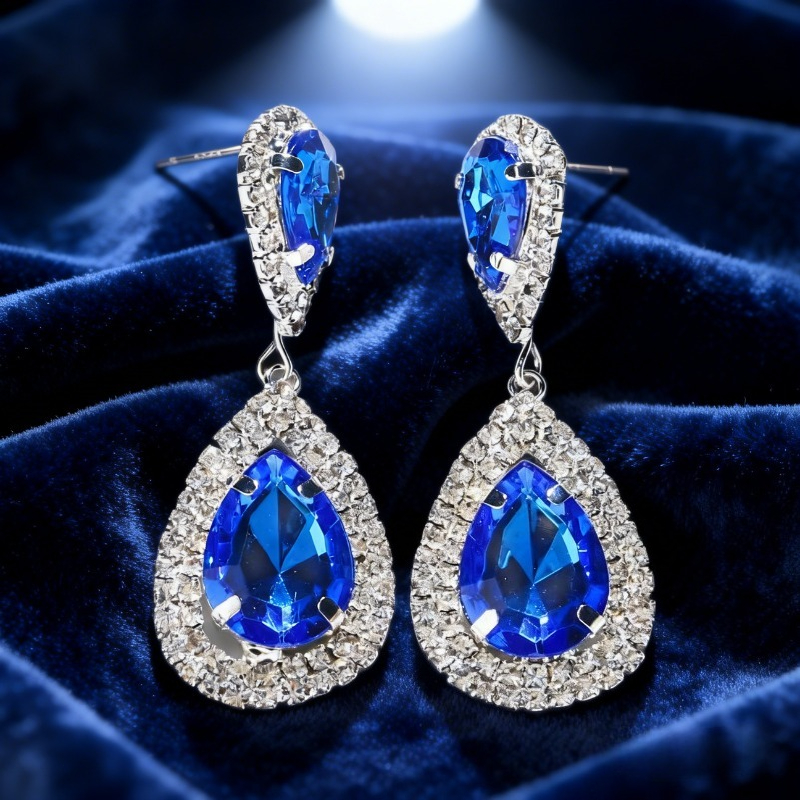 Modern Light Luxury Pear-shaped Multicolor Zircon Earrings